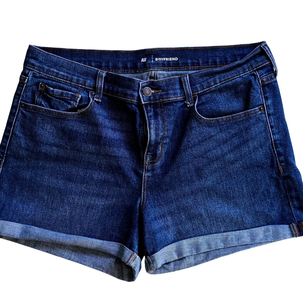 Old‎ Navy Women's Size 12 Boyfriend Denim Jean Shorts Stretch Dark Wash Cuffed